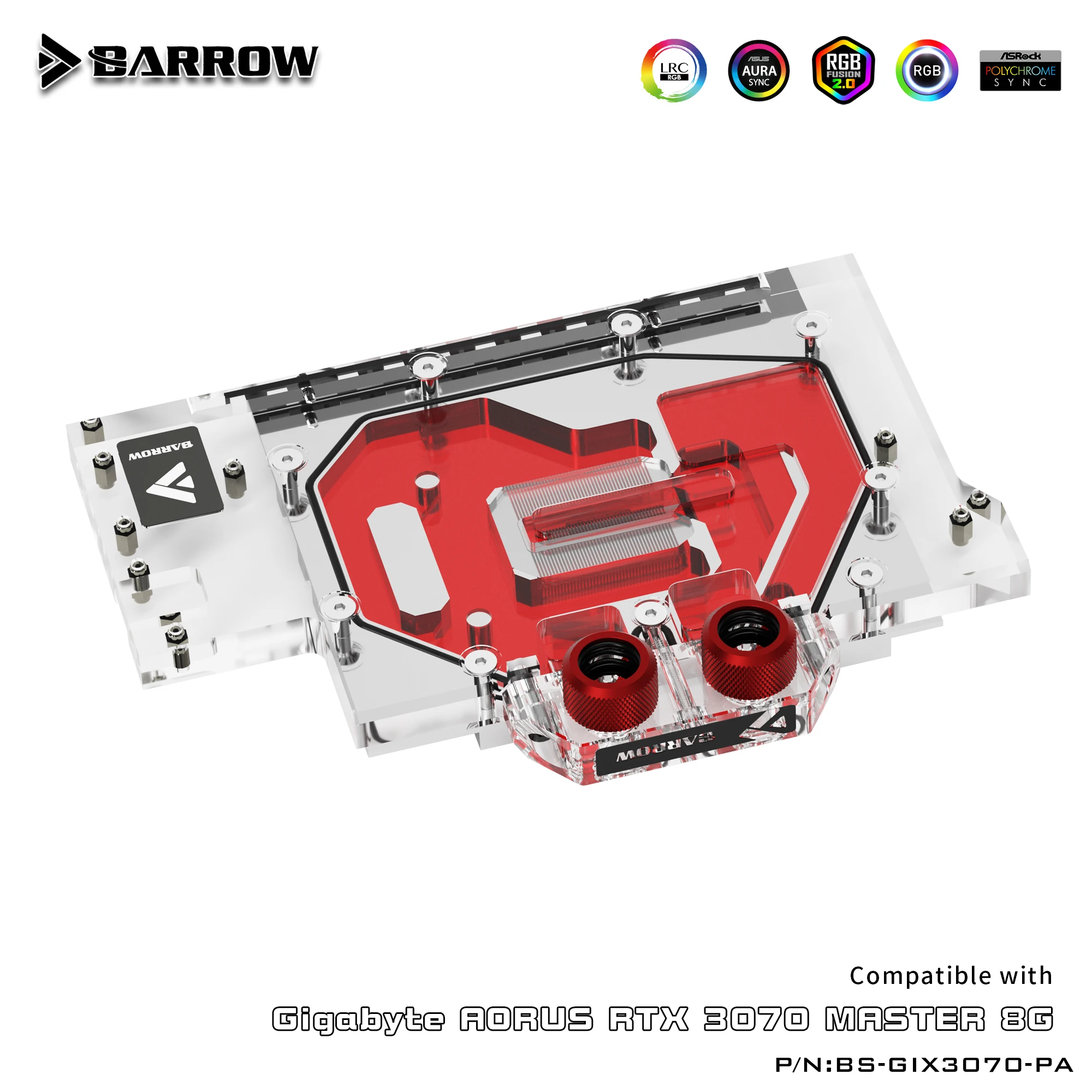 Imagem -03 - Bloco de Água Barrow Uso Cobertura Completa para Gigabyte Rtx Aorus 3070 Mestre 8g Gpu Cartão Cobre Radiador 5v Encabeçamento A-rgb