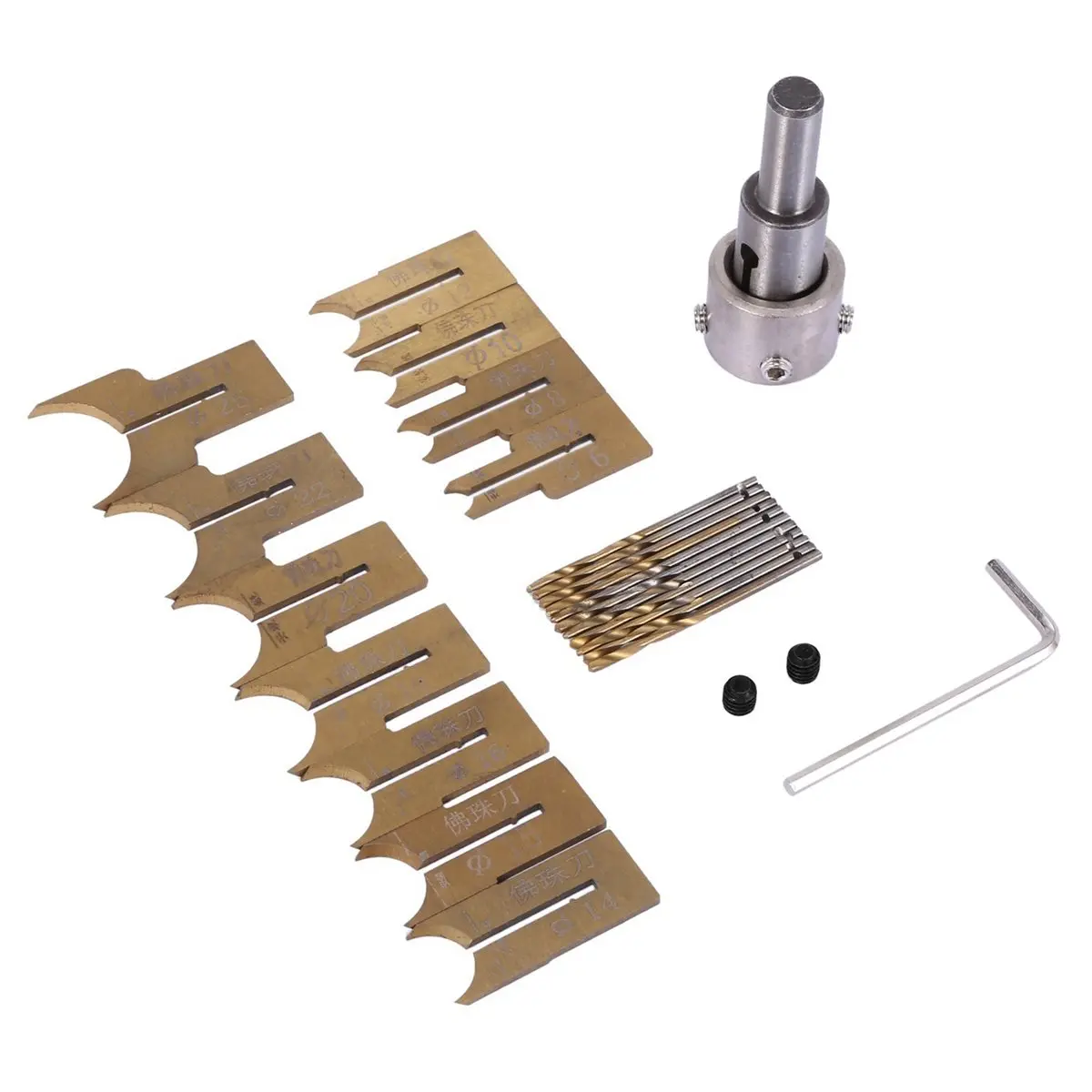 DT38 24Pcs Metal Ball Knife Woodworking Tools Wooden Beads Drill Rotary Bead Molding 6-25Mm