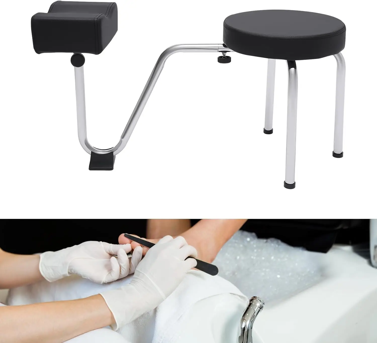 Tfcfl-silla taburete de pedicura, almohadilla de Pvc ajustable en altura, reposapiés para pedicura, soporte para Spa Nail Tech