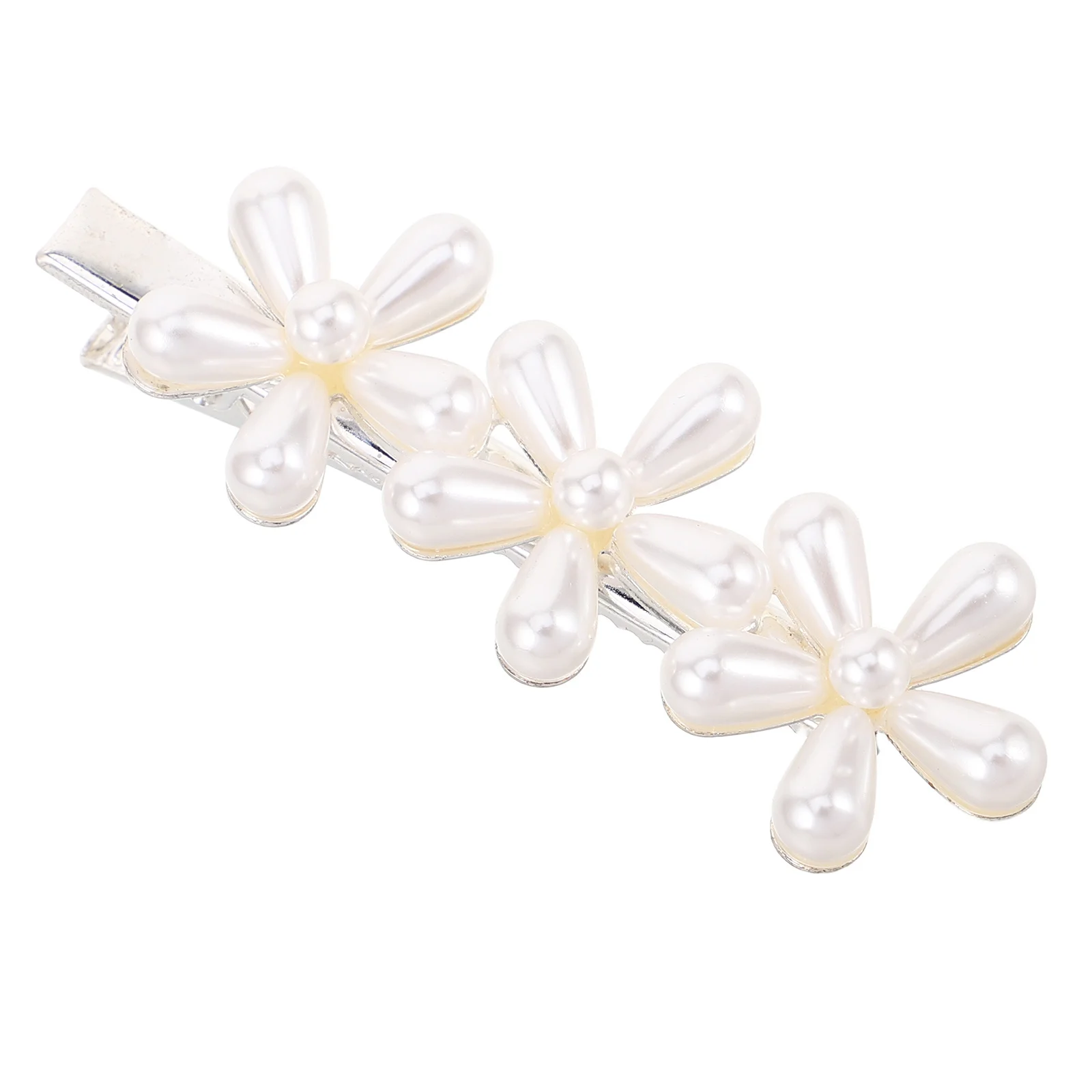 

Sunflower Hair Clips Barrettes French Pearl Flower Duckbill Alligator Clips For Women Wedding Styling Silver Hair