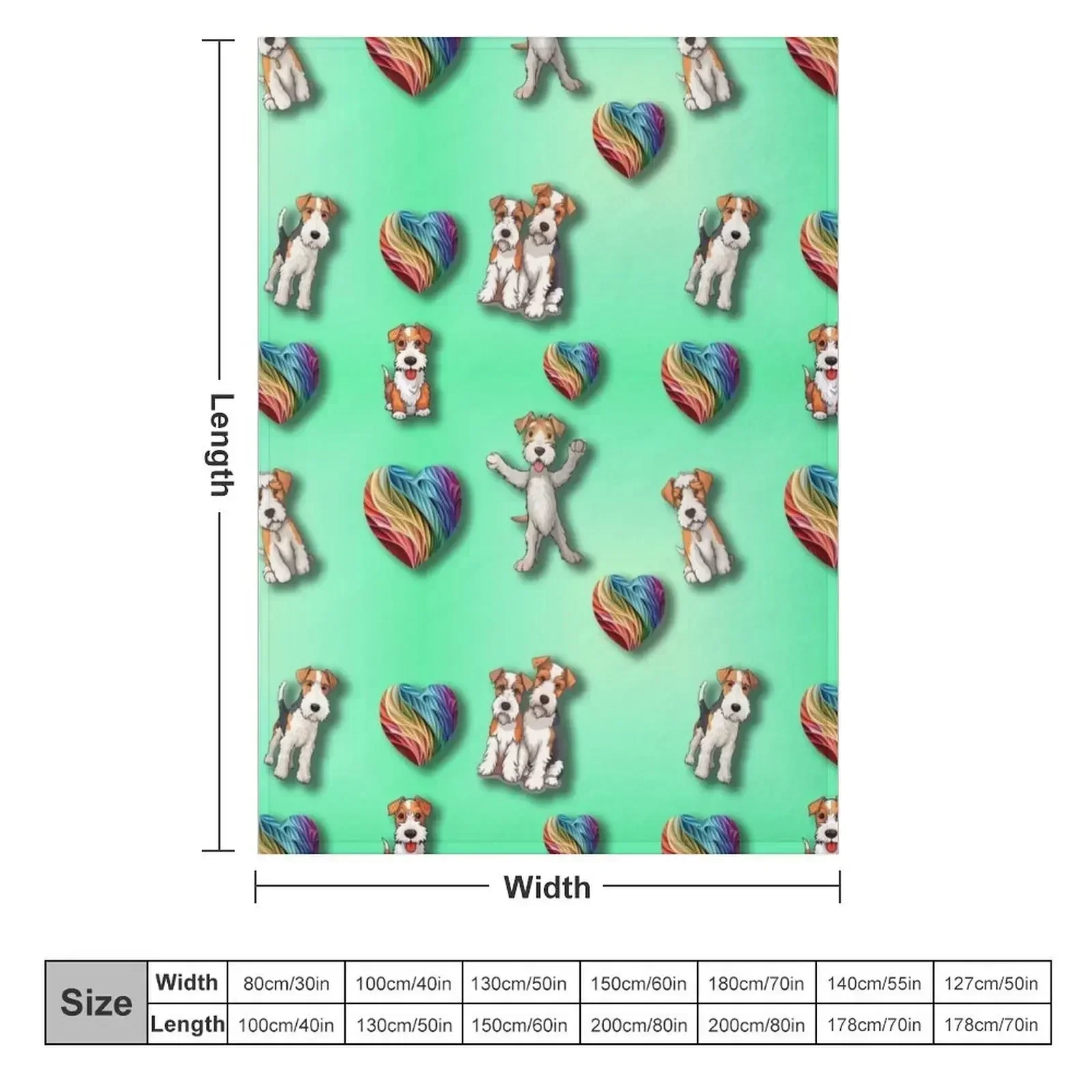 Wire Haired Fox Terrier and Love Hearts Throw Blanket Softest Polar Baby Fashion Sofas Blankets