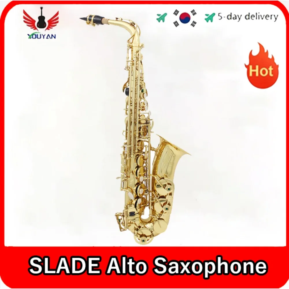 

SLADE Alto Saxophone E-flat Brass Body Hand Carved White Shell Saxophone Instrument