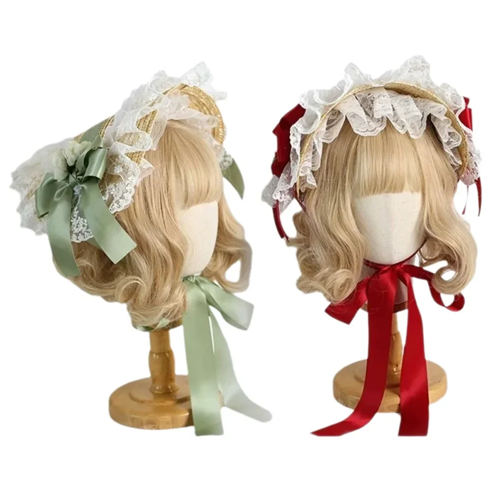 قبعة قش دانتيل لوليتا على الطراز الريفي متعددة الألوان تذكر bnt قبعة من القش على طراز فرنسا #1