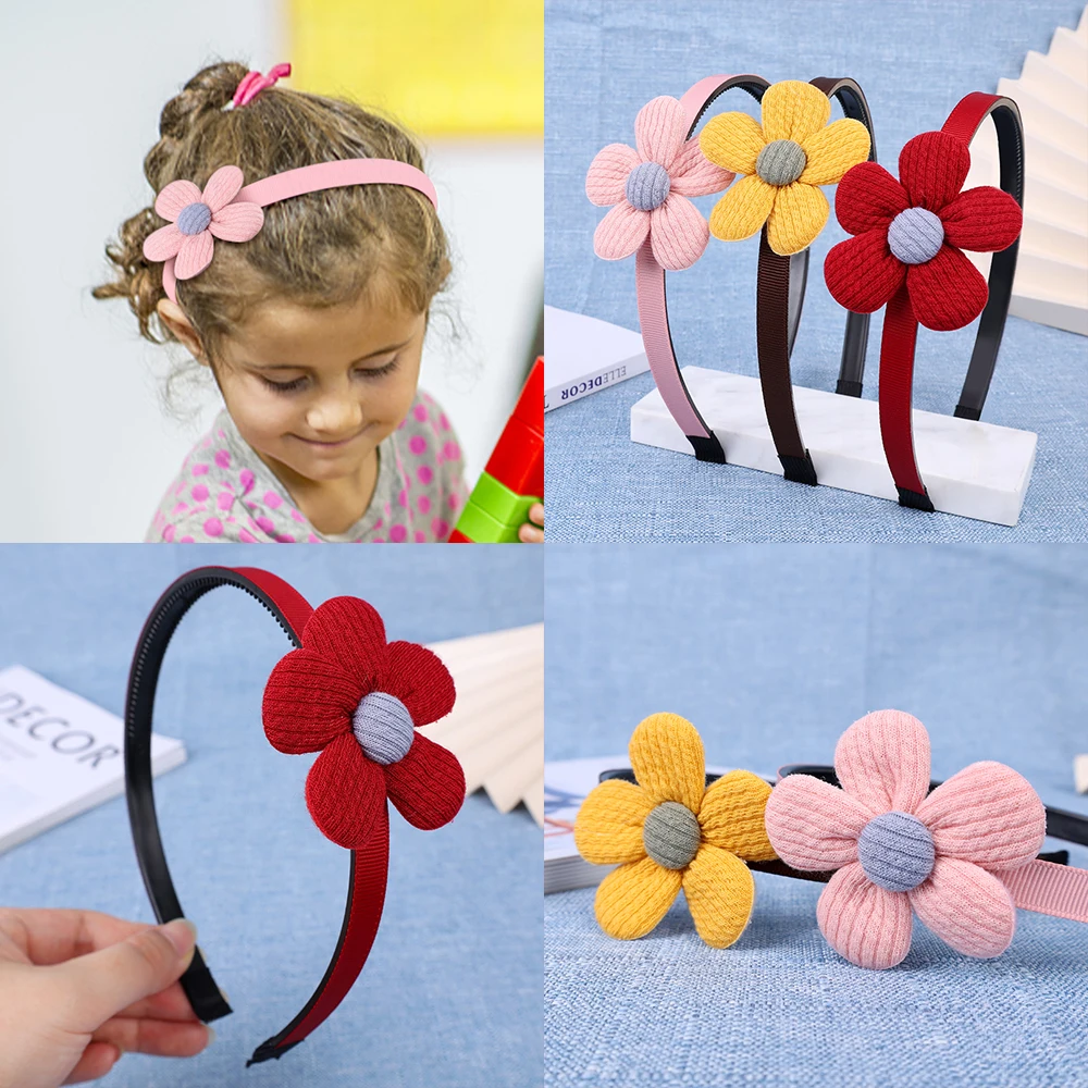 Cute Flower Hair Band for Girls Child Hair Clip Handmade Ribbon Hairbands Birthday Gifts Headwear Headband Hair Accessories