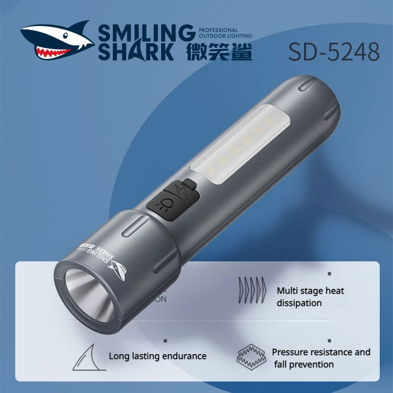 Torcia Xiaomi Smiling Shark con luce forte Super Luminosità Ricaricabile per uso domestico a lungo raggio Illuminazione impermeabile per esterni