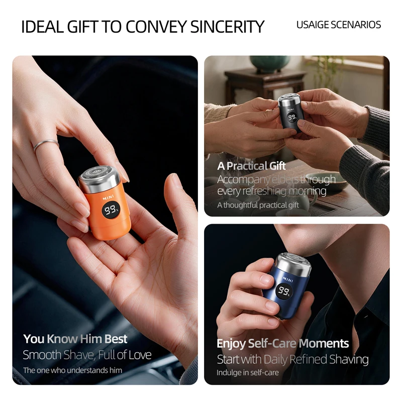 Lenovo Electric Shaver Men's Mini Portable Shaver Magnetic Suction Blade Head Rechargeable Digital Beard Knife