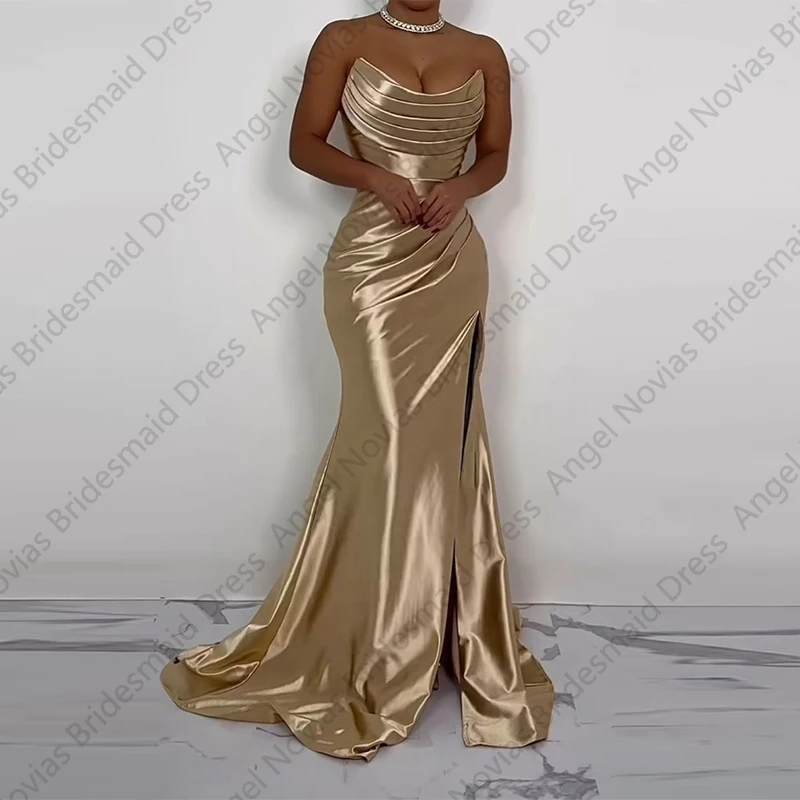 Customized Long Sexy Mermaid Bridesmaid Dresses with Split Formal Party Dress Vestidos De Boda Para Fiestas