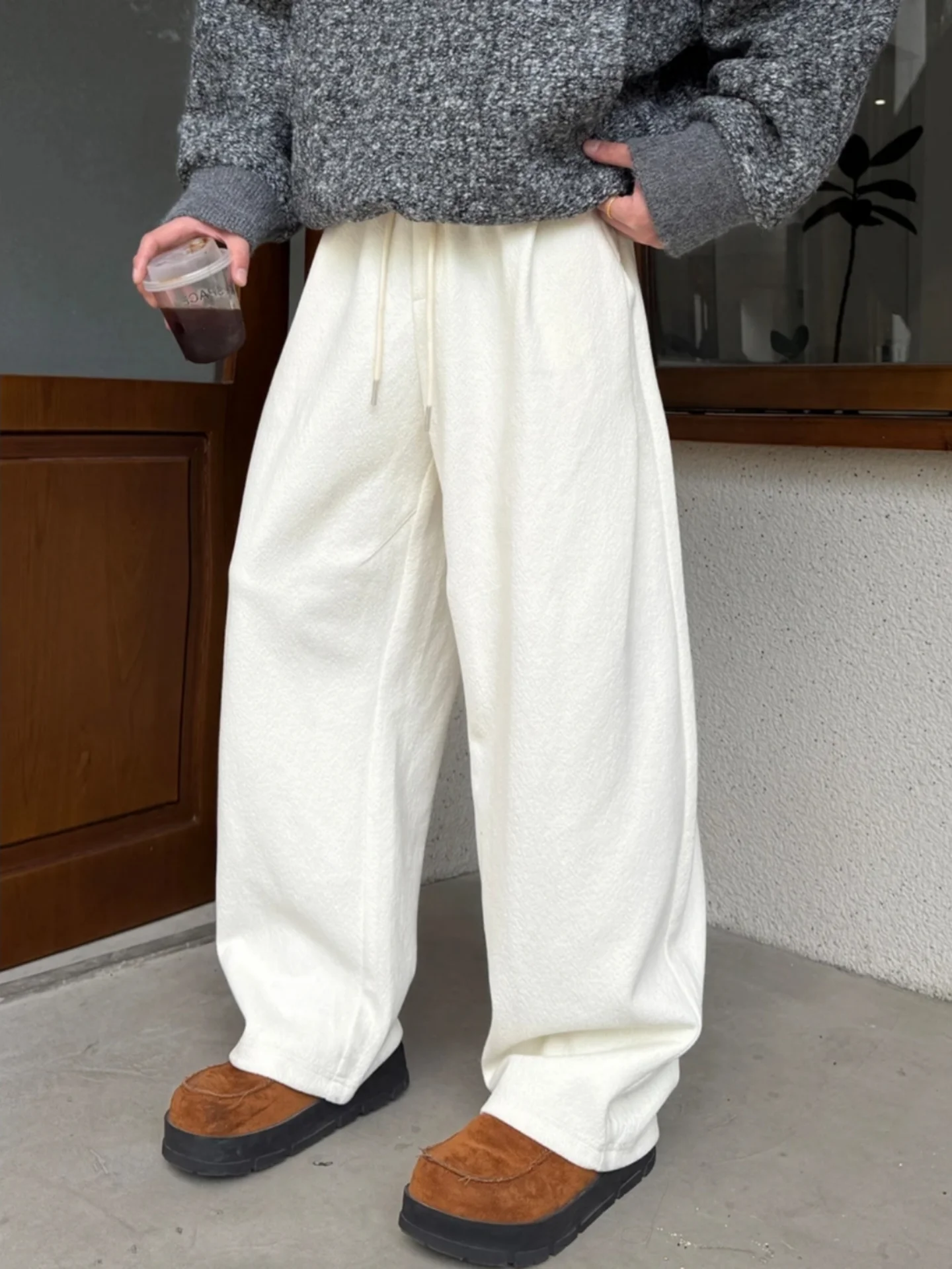 

Новые мужские повседневные брюки из смесовой ткани (шерсть и шелк) на осень-зиму, свободного кроя, универсальные, прямые штанины