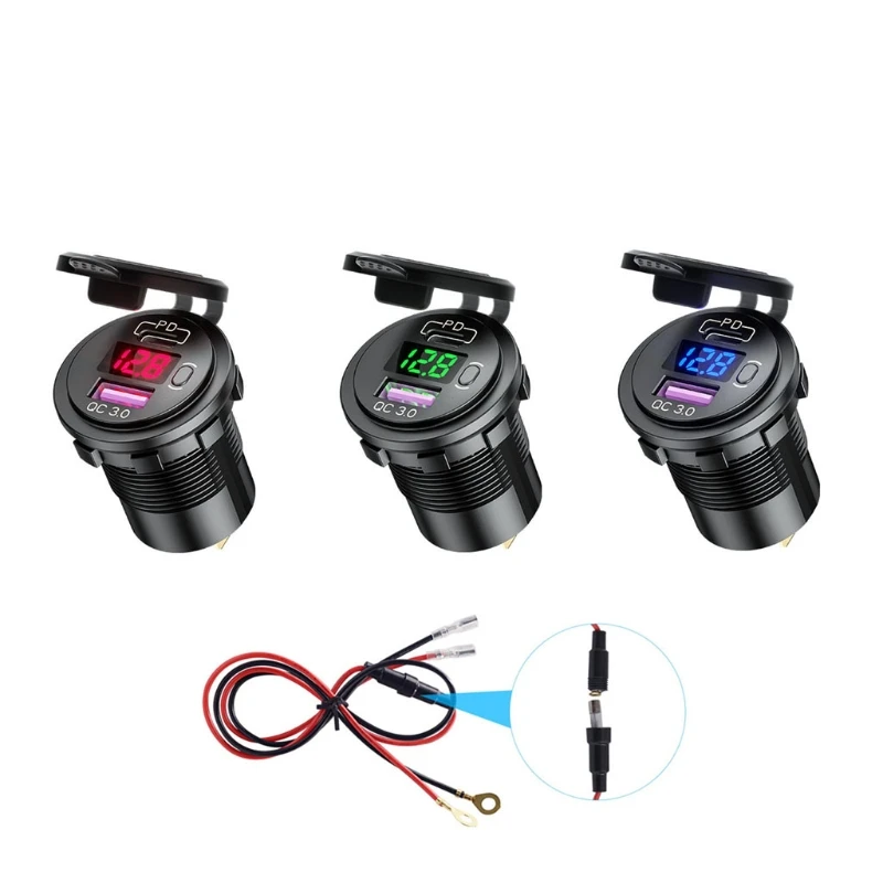 Dual USB Car Socket 12V/24V QC3.0 Dual USB Fast Socket Power 96BA