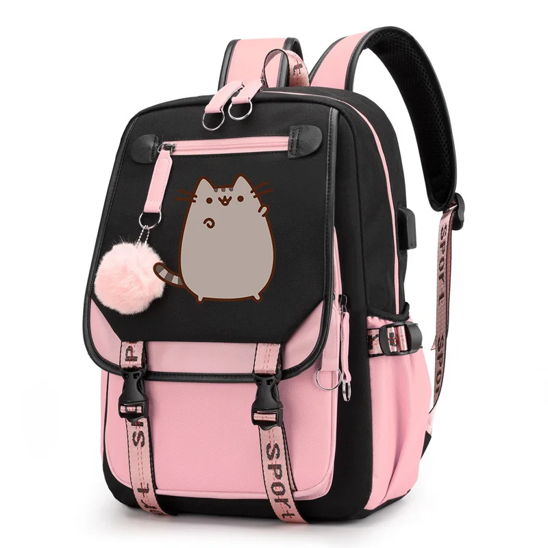 Cartoon Cat Printed School bag Girls Bags boys Bookbag For Teenager Casual Travel Backpacks Pink Rucksack Mochila