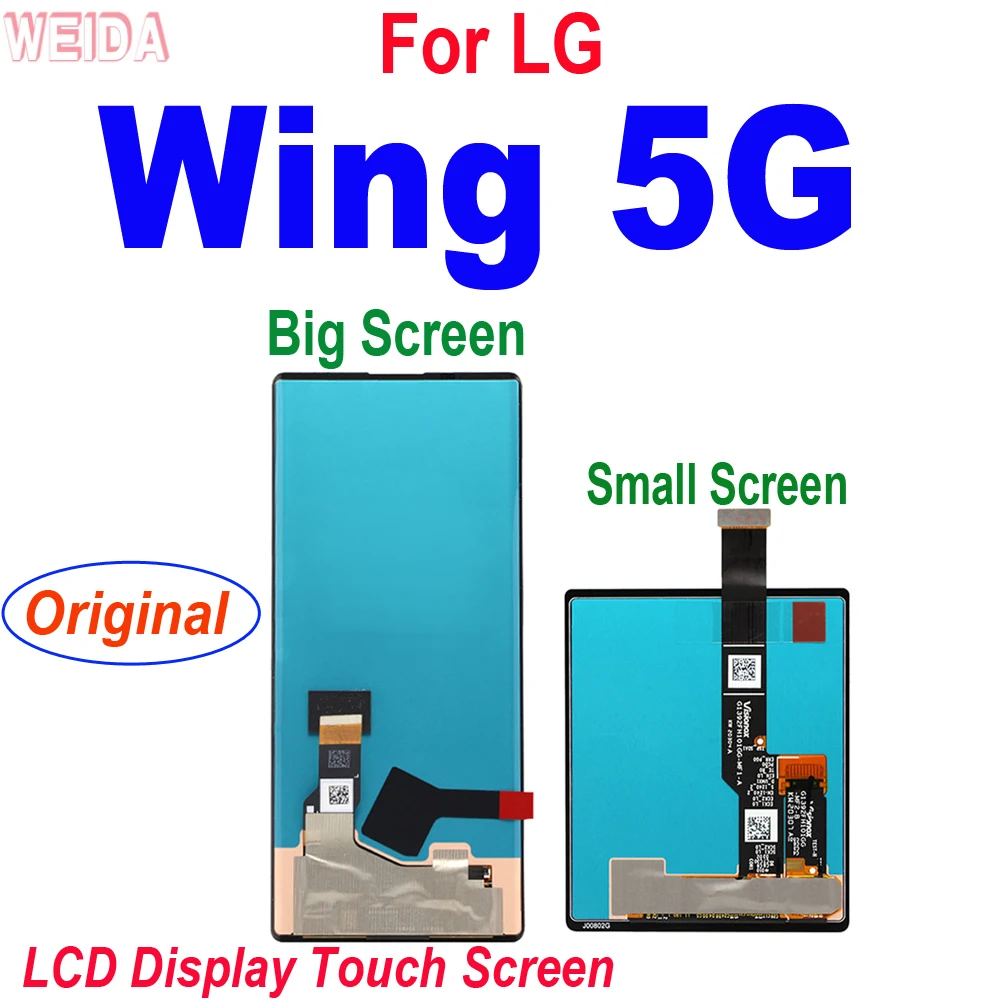 LG 윙 5G LCD 디스플레이 터치 스크린 디지타이저 어셈블리, 6.8 인치 오리지널 LCD, LG 윙 5G LMF100N F100N LM-F100V LCD 디스플레이 