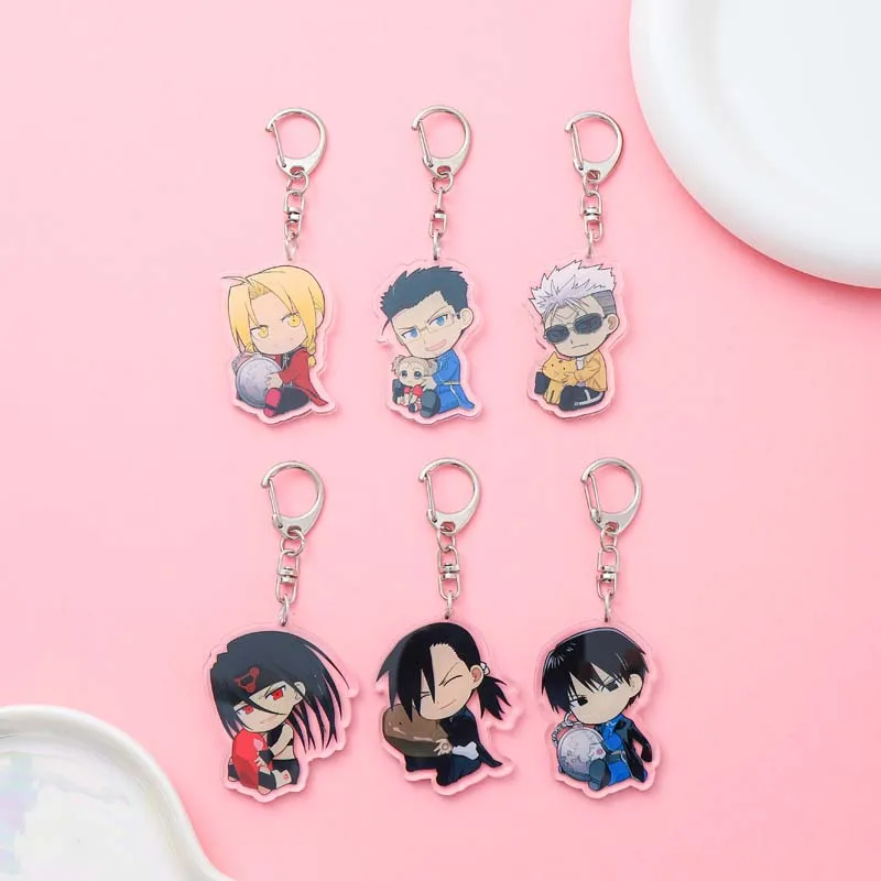 Cartoon Anime Lilo and Stitch Pendant Keychains Holder Car Key Chain Key Ring Mobile Phone Bag Hanging Fullmetal Alchemist