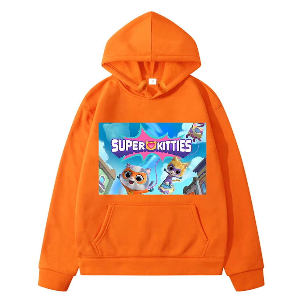 

Super Kitties anime hoodie kids clothes girls y2k sudadera Fleece sweatshirt boy pullover Autumn Casual Jacket Children clothing