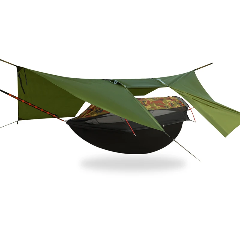 Image 6: Ensemble hamac avec moustiquaire et auvent - Tente d'arbre de camping extérieure - Hamac avec protection solaire et imperméabilisation
