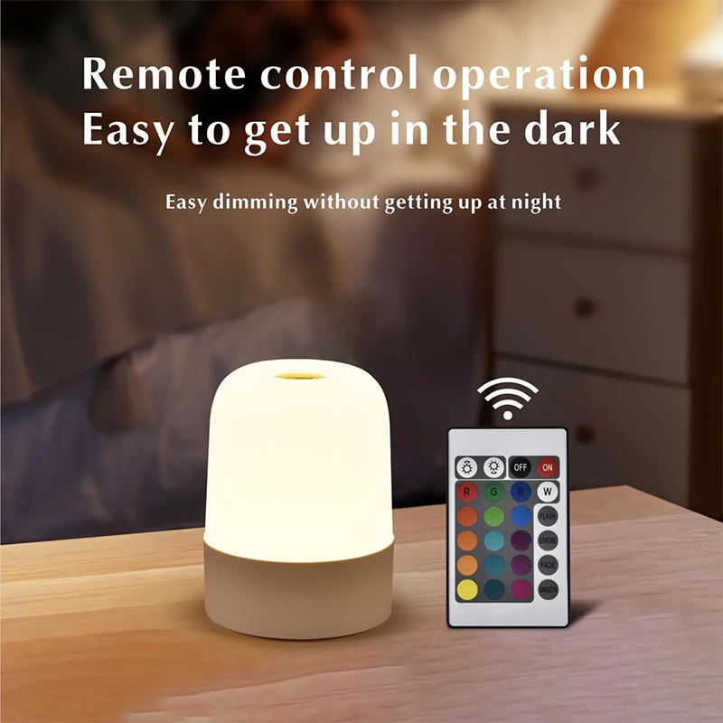 Touch Lamp for Bedroom, Table Lamps Rechargeable Remote Control 16Color Nightstand Light Breastfeeding Sleep Aid Portable