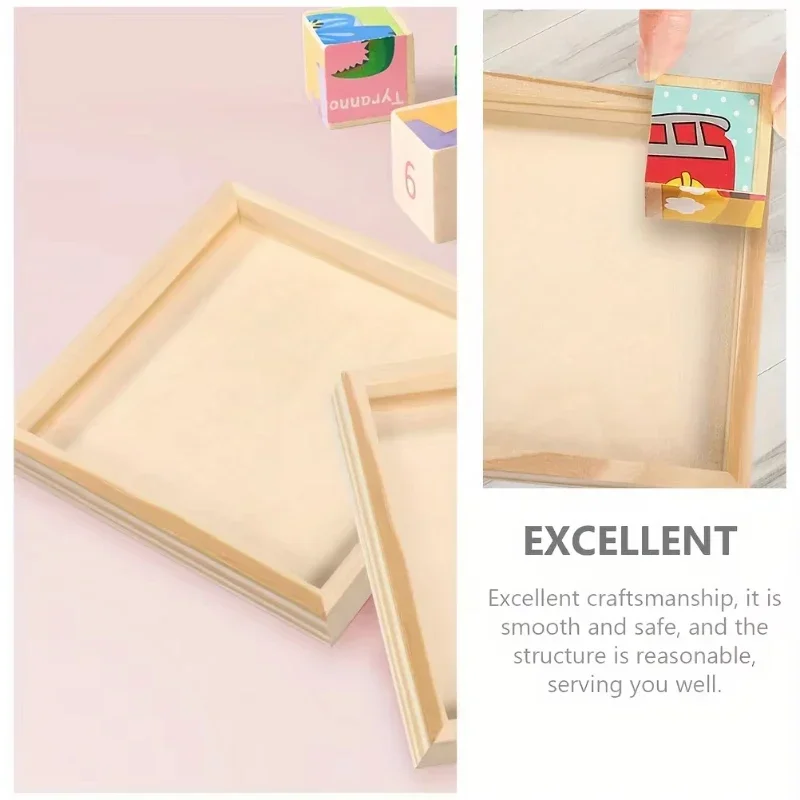 12cm square wooden tray hexagonal painting tray 9/16 puzzle pieces 3d wooden tray solid toy storage tray