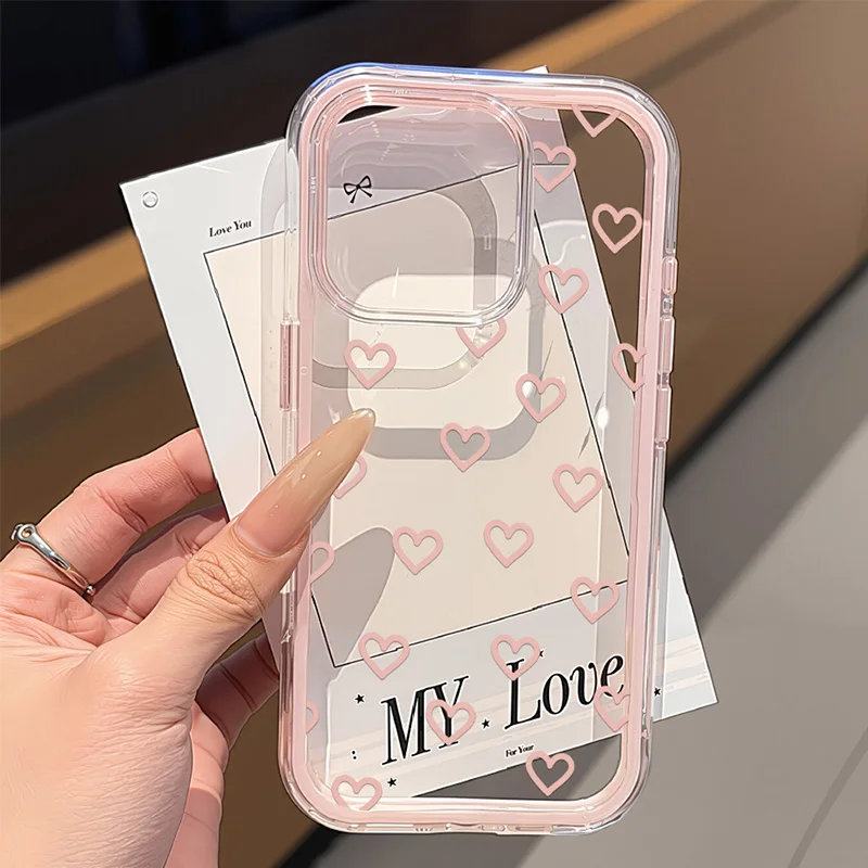 Cute Pink Bow Phone Case For iPhone 17 Pro Max Case iPhone 13 15 14 11 12 16 Pro Max Transparent 2 IN 1 Shockproof Soft Cover - náhled 4