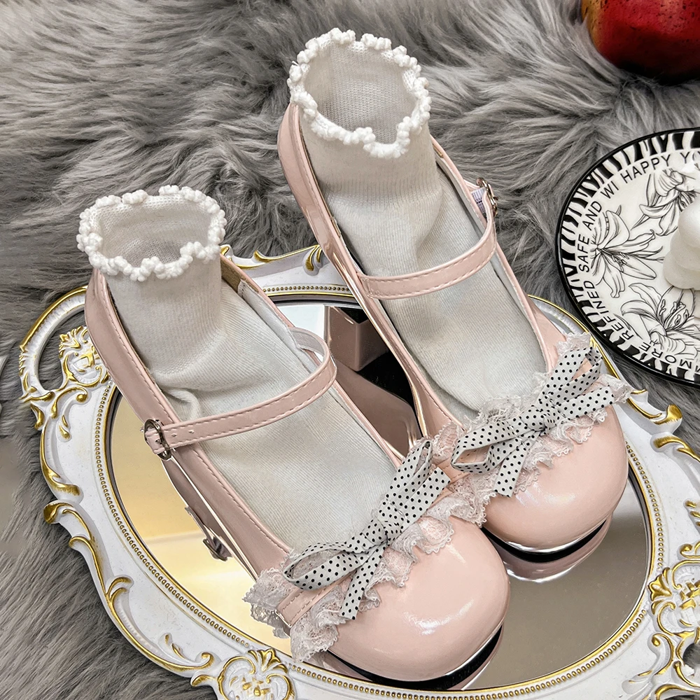 Mid-heel Round-toe Mary Jane Shoes with Bow, Elegant and Sweet for Girls view 6