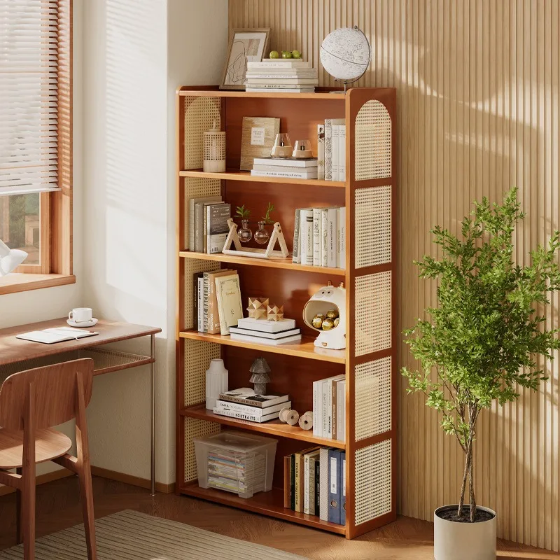 Bookshelf indoor household multi-layer storage rack, simple plastic rattan storage rack, study multi-functional wall bookcase
