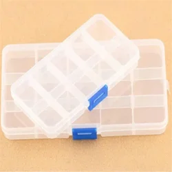 10/15 Compartment Grids Slots Jewelry Organizer Pill Case Adjustable Storage Containers Plastic Box for Nail Art Beads Display