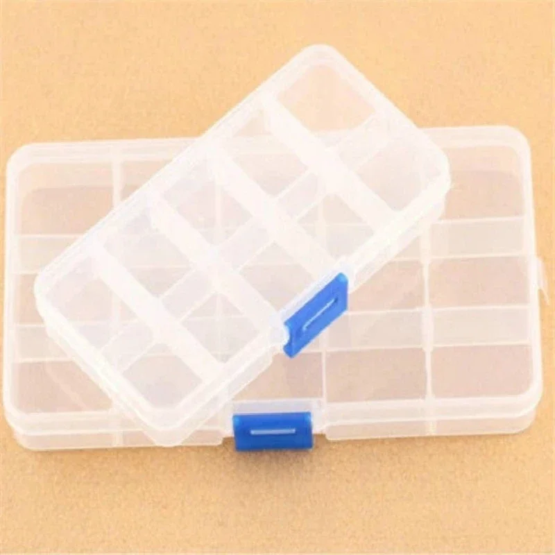 10/15 Compartment Grids Slots Jewelry Organizer Pill Case Adjustable Storage Containers Plastic Box for Nail Art Beads Display