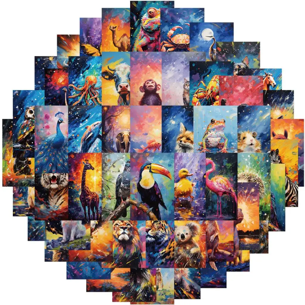 55PCS Cartoon Galaxy adesivi animali colorati decorazione Skateboard Computer Laptop Cute Kawaii Graffiti Sticker all'ingrosso