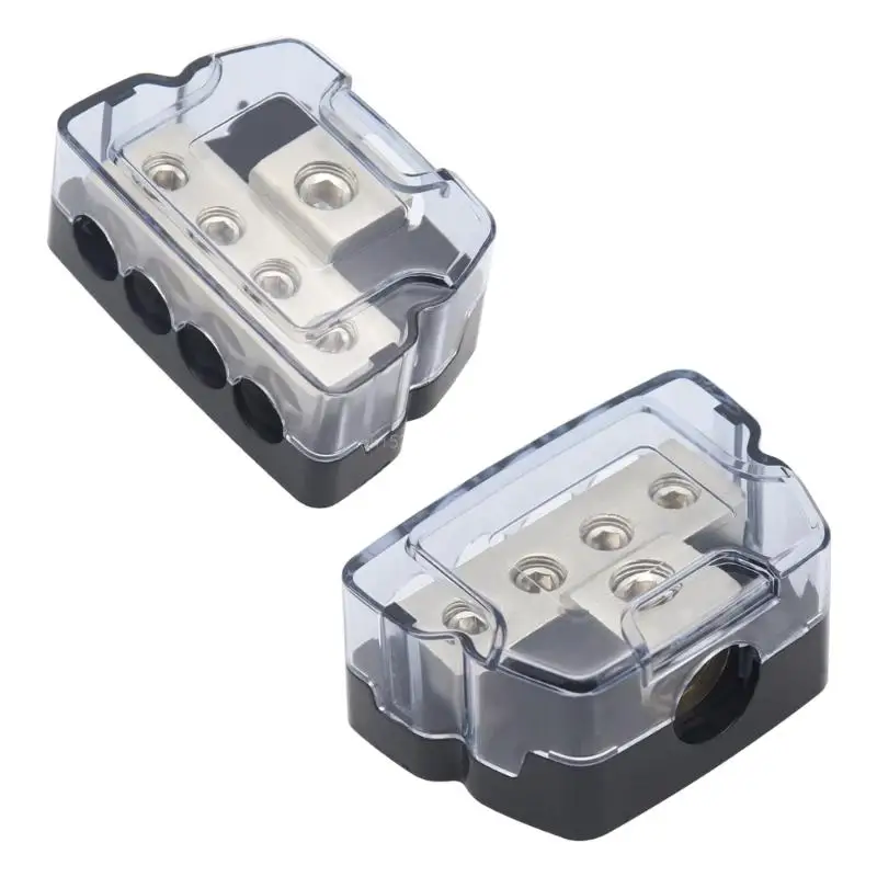 Car Sound Frequency Power Distribution Block, 1 In 4 Out Cable Connector with Hexagonal Wrench and Conversion Heads Tool