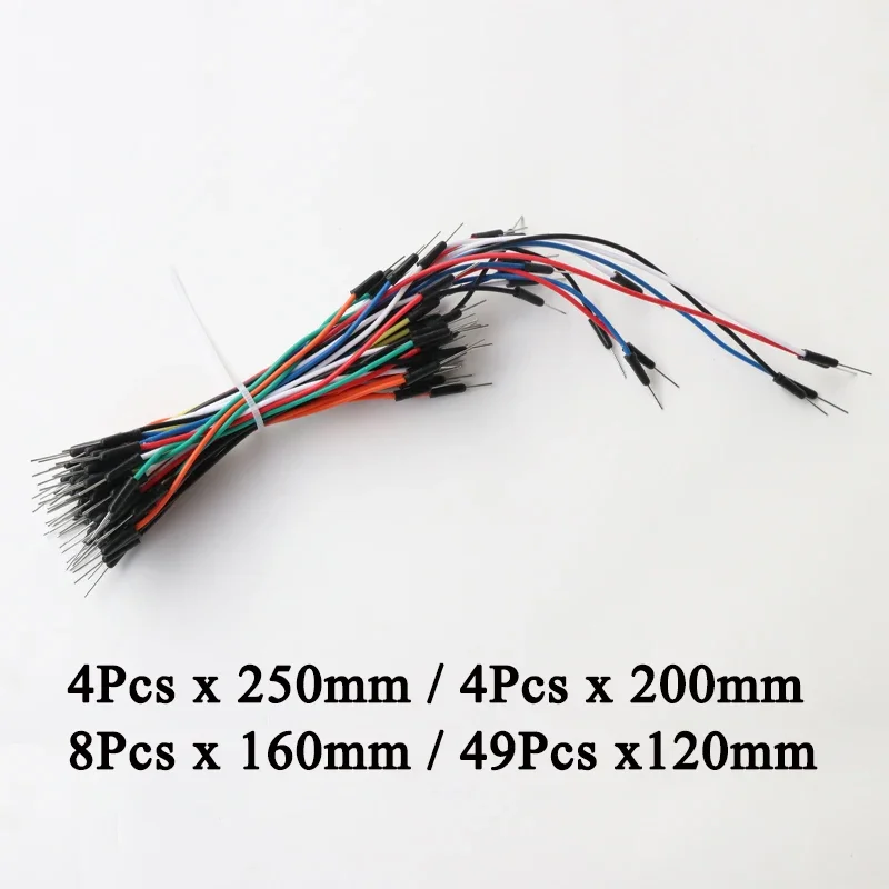 65Pcs Jumper Wire 25 20 16 12CM Solderless Power Cable PVC Flexible DIY Electronic Line 2 Pin Connector Mixed Breadboard Wire