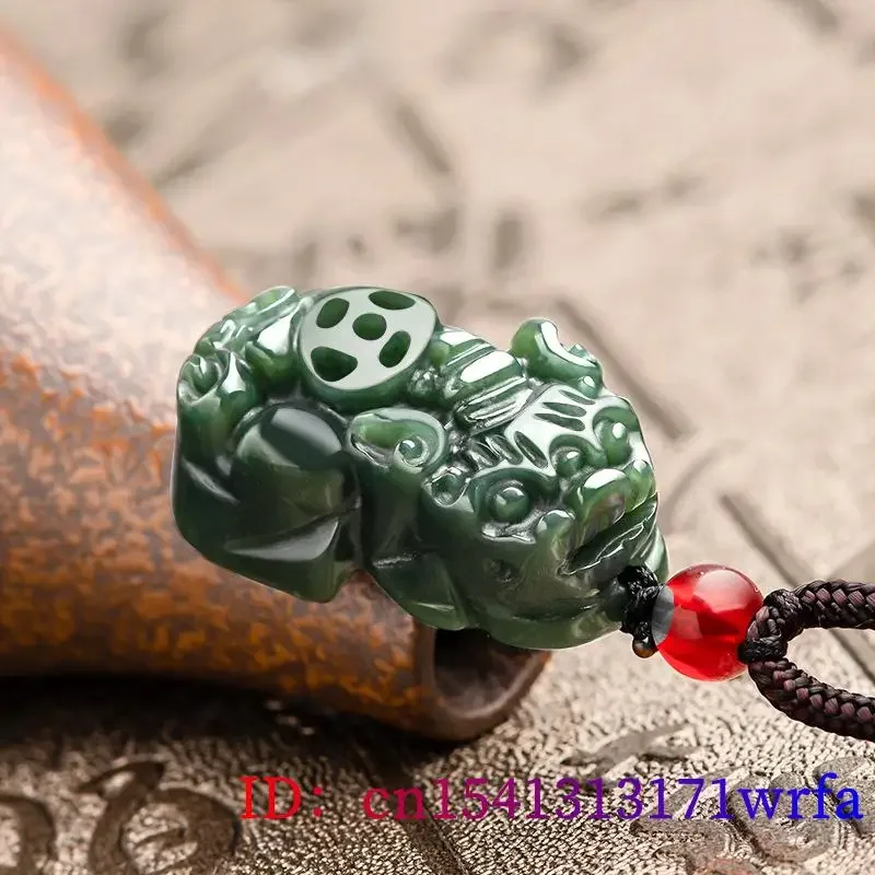 Hetian Jade Pixiu colgante de piedra Natural, amuleto de joyería, collar de moda, collares, amuletos de jadeíta, regalo