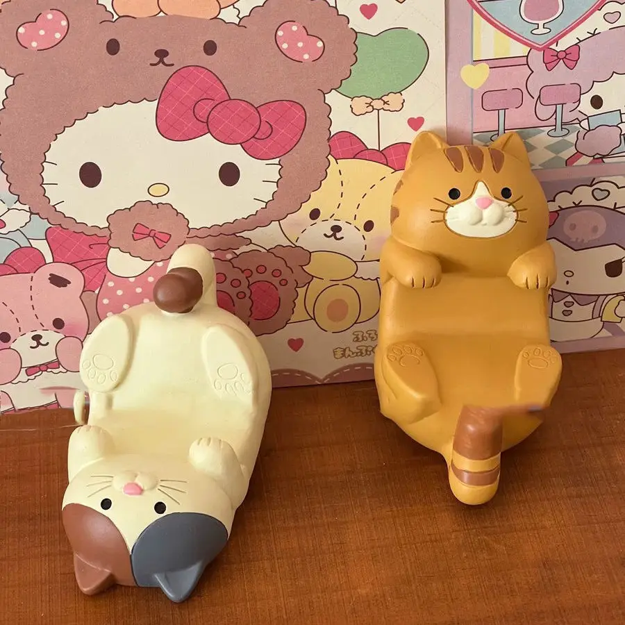 cat resin mobile phone holder, horizontal desktop lazy bracket, cute home ornaments, office decoration handicrafts