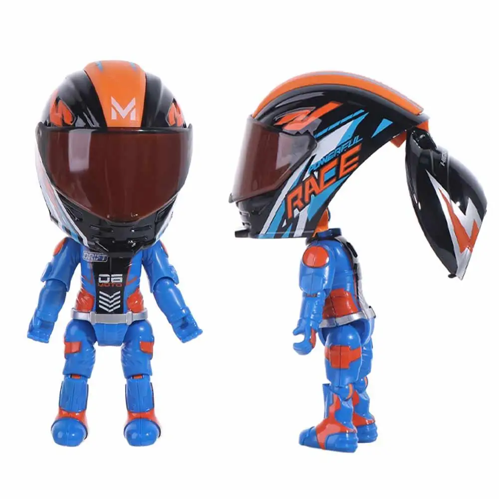 Deformation Helmet Simulated Motorcycle Rider Doll Action Figure Movable Limbs Transform Motorcycle Toy Cool Alloy