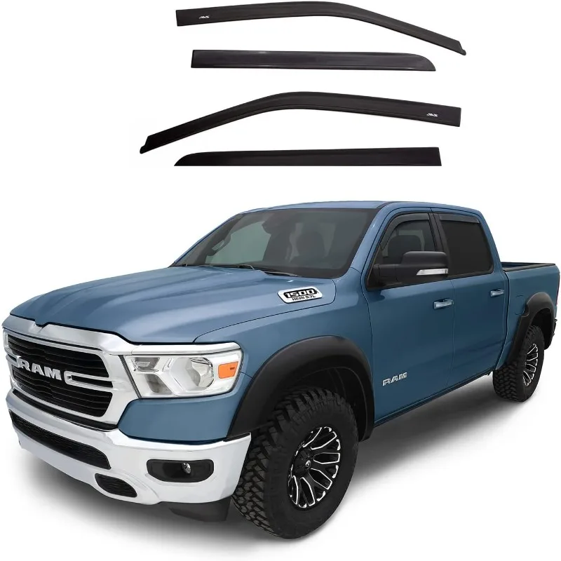 

In-Channel Ventvisor / Rain Guards | Fits 2009 - 2024 Ram 1500 (19-24 Classic Body Only),Mega/Crew Cab- Smoke, 4 pcs.