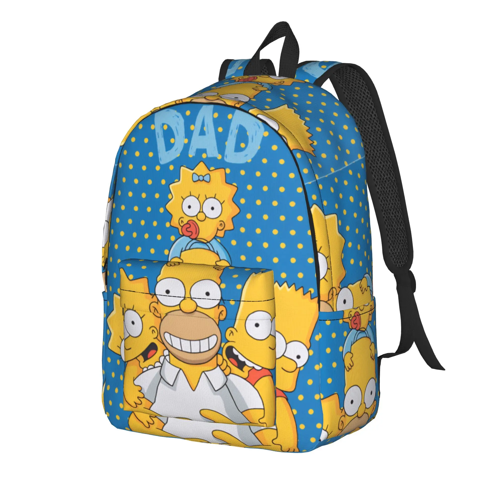 S-Simpsons Homer With Kids Art Backpack  University Backpacks Youth Kawaii High School Bags Designer Big Rucksack