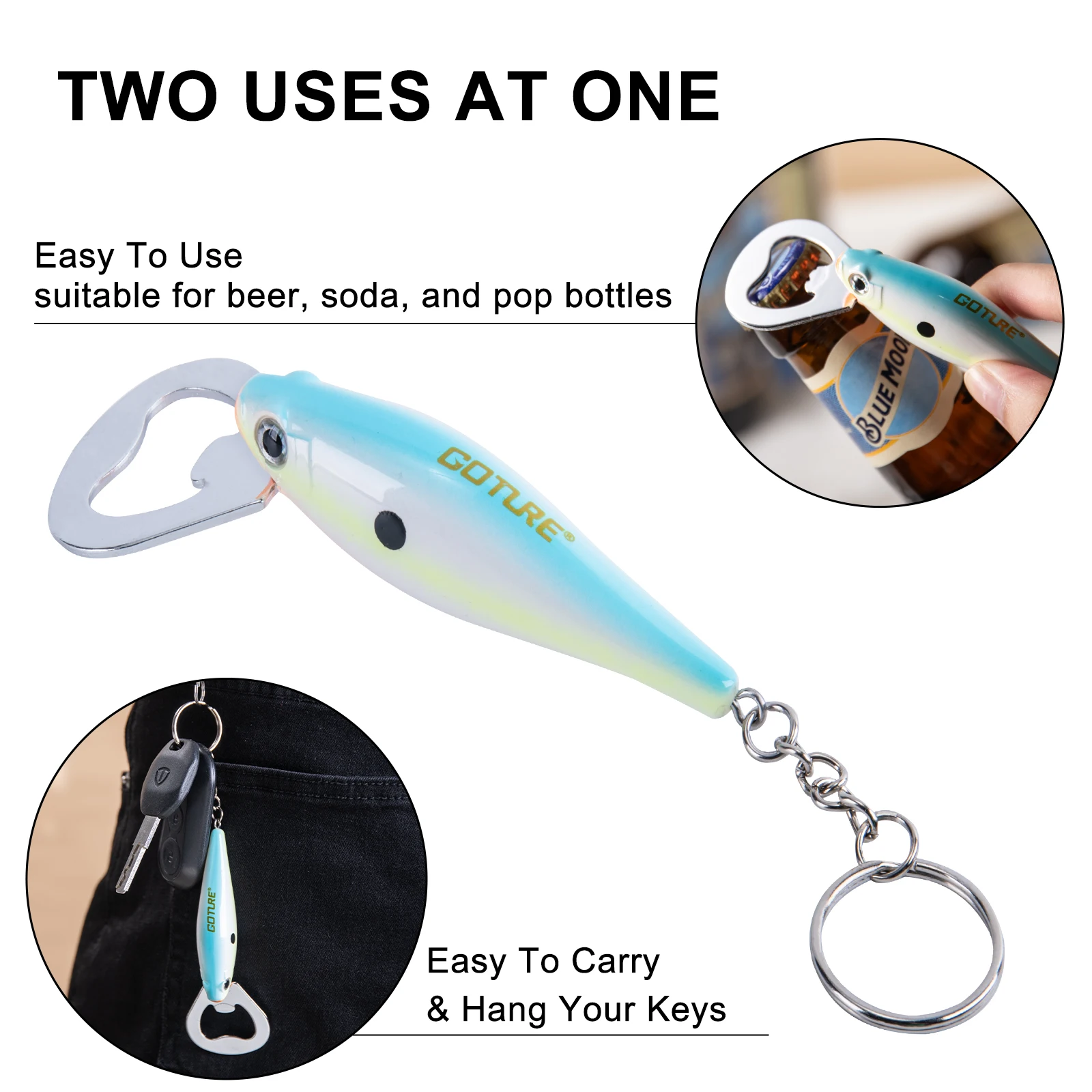 Goture 1pcs Fishing Lure Bottle Opener Stainless Steel Fish Pattern Fishing Accessory  for Beer Dining Bar Gadgets Kitchen Tool