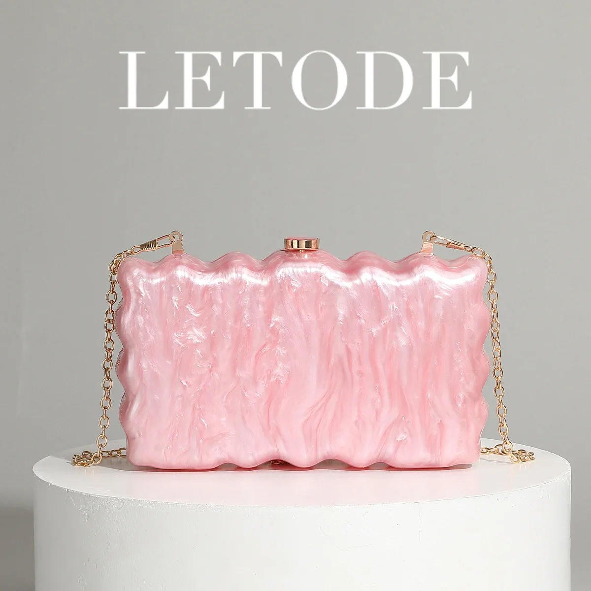 

Irregularity Bridal Acrylic Box Clutch Purse Color Pattern Dinner Handbag Woman Chains Evening Bag For Wedding Party Purse Bolsa