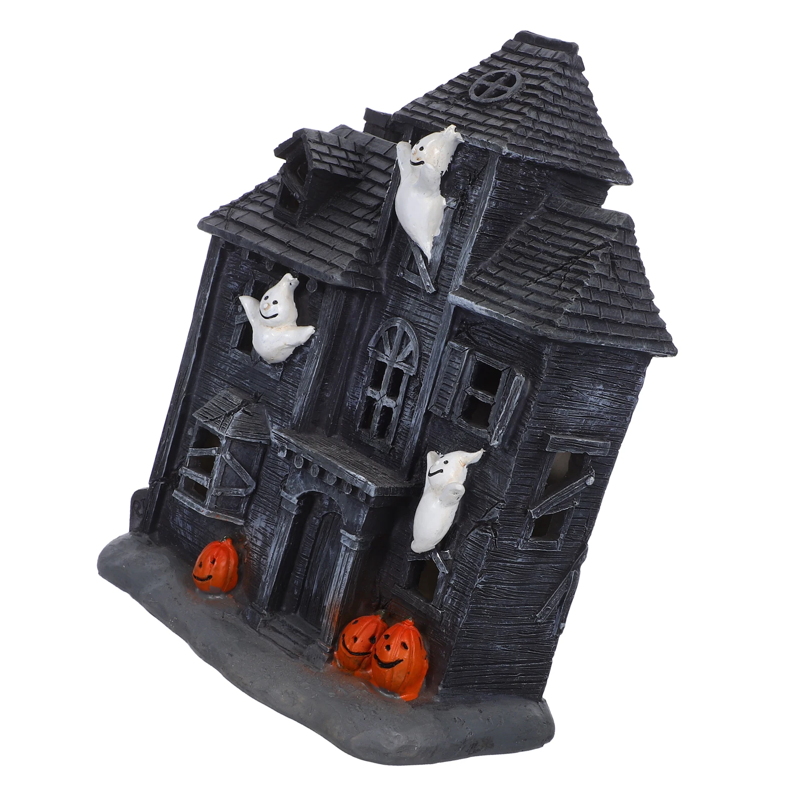 

Halloween Glowing Haunted House Desktop Ornament Shine Ghost Spooky Statue Decor