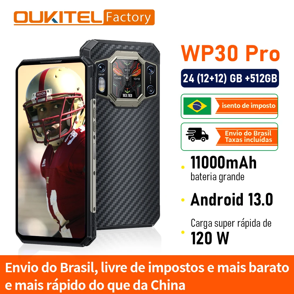 [Ship From Brazil] Oukitel WP30 Pro 5G Global Version 12GB+512GB 11000mAh  Android 13 108MP Camera