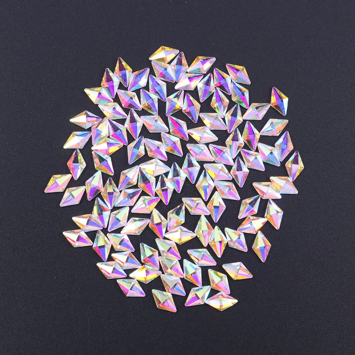 

100Pcs Nail Art Rhinestones Rhombus Gems DIY Crystal Decorations 6x10mm for Nails Phone Crafts Nail Decoration