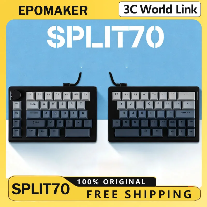 

Epomaker Split70 Split Mechanical Keyboard Hot Swap Control Knob Wireless 65% Layout Rgb Qmk Via Switch Customized Keyboard