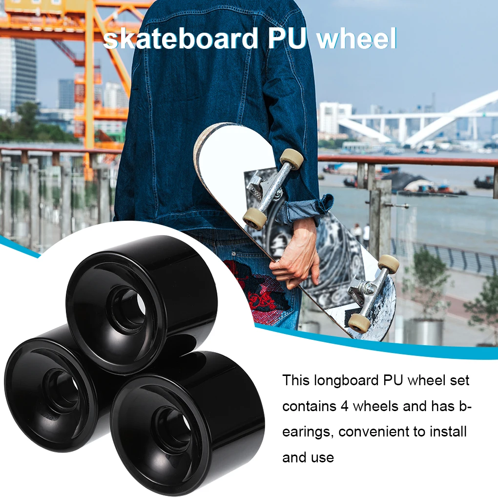 4 шт./компл. колеса для скейтборда 82A, колеса из искусственной кожи, шины для роликовых коньков, лонгбордов с подшипником, розовые