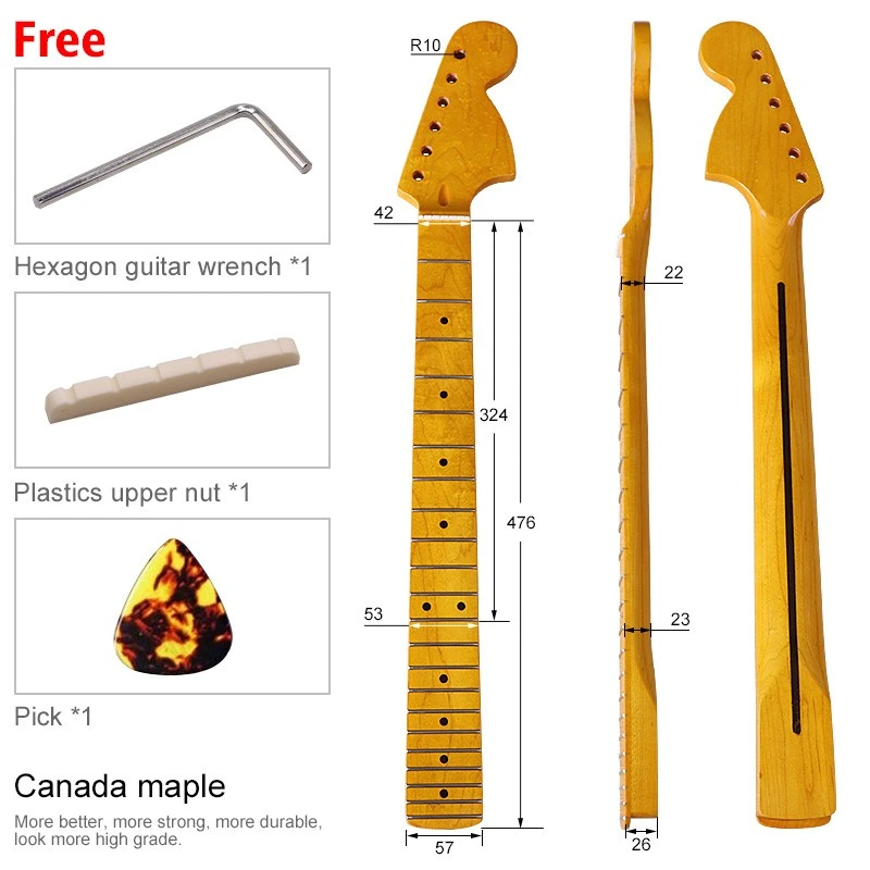جيتار كهربائي لمقبض رقبة ST 22 دبابيس بالإضافة إلى رأس مابل مشرق أصفر جيتار رقبة آلة موسيقية معدلة لتقوم بها بنفسك ملحقات #1