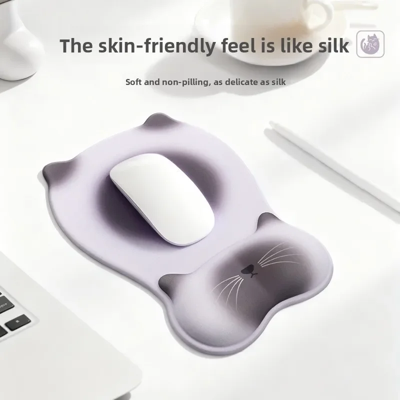 Cute Cat Silicone Wrist Rest Mouse Pad Ergonomic Desk Mat for Office Gaming Girls 8 Pattern Options