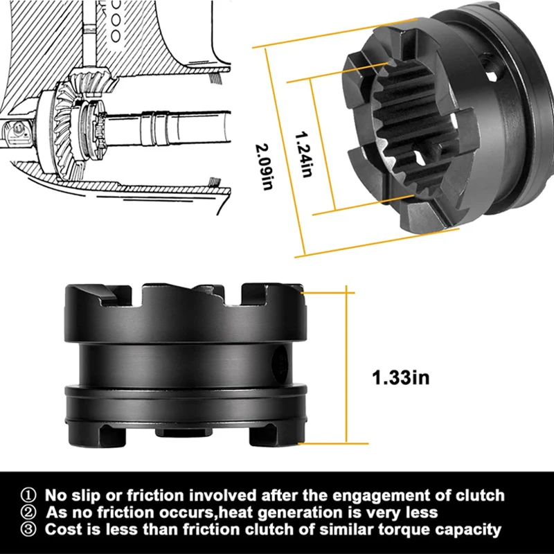 Embrague de Motor de barco para perro, marcha atrás de 3 mandíbulas, apto para motores fueraborda de 90-120 hp, reemplazo para palanca de cambios de perro de embrague Mercury 52- 822539 t