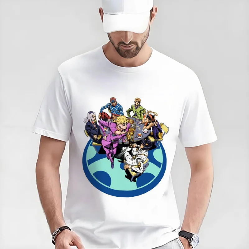 

0413 JoJo's Bizarre Adventure Anime Gift t shirt 100% cotton printed Graphic Clothes Y2K clothing Cartoon Tee All size Tops