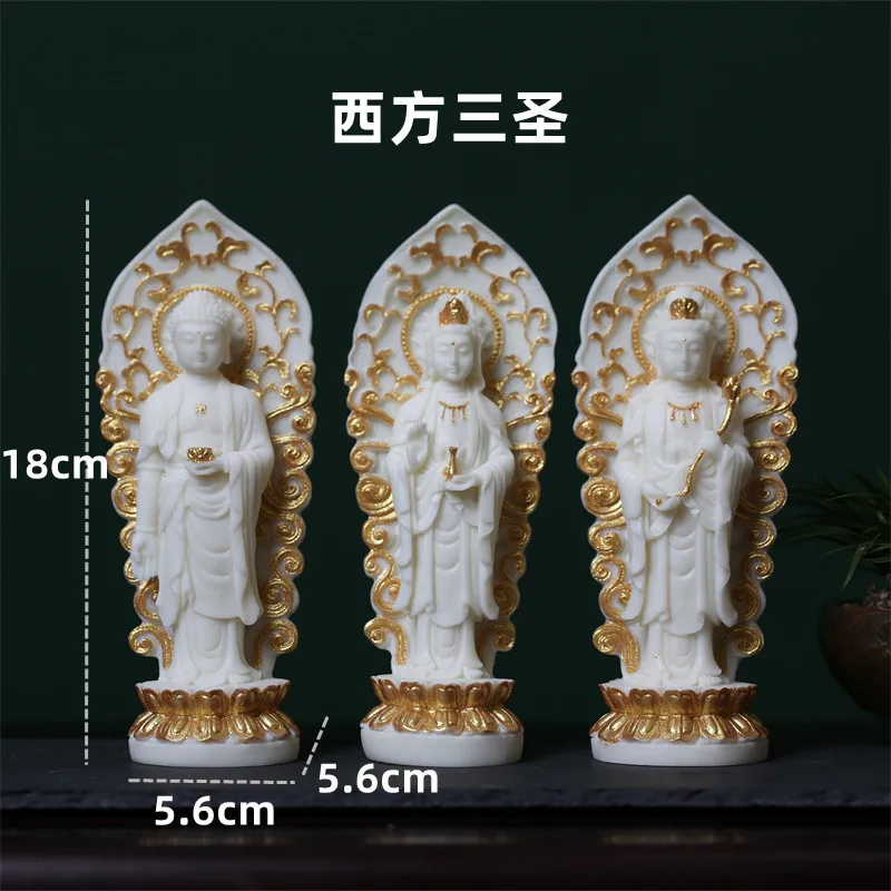 Ivory Nut Refined Carved Western Trinity Guanyin Bodhisattva/Buddha Statue Home Decoration Gift Stall Hot Sale Wholesale