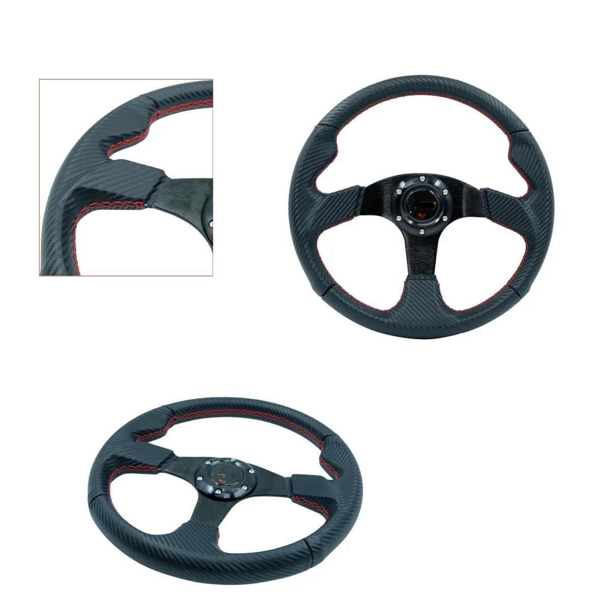 

13 Inch 350MM Flat Carbon Texture Racing Wheel Game Steering Wheel for Simulation Driving Experience