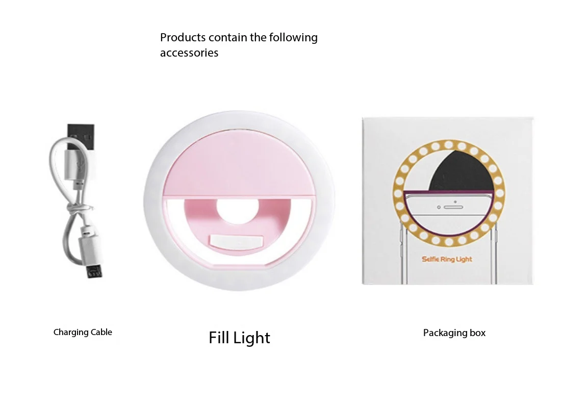 1 unidad de luz LED recargable RK12 para móvil, luz de clip para selfies, iluminación portátil, luz de belleza para fotos