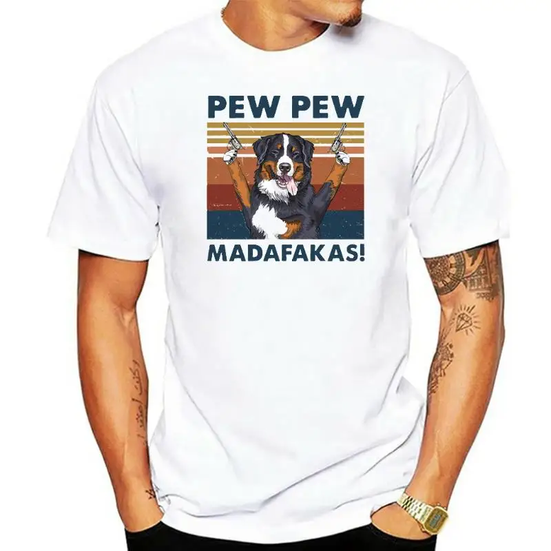 Vintage Collection Of Dog Print T-shirts Men Short Sleeve Bernese Mountain Dog Pew Pew Classic T-Shirt Hip Hop Cool Tee Tops