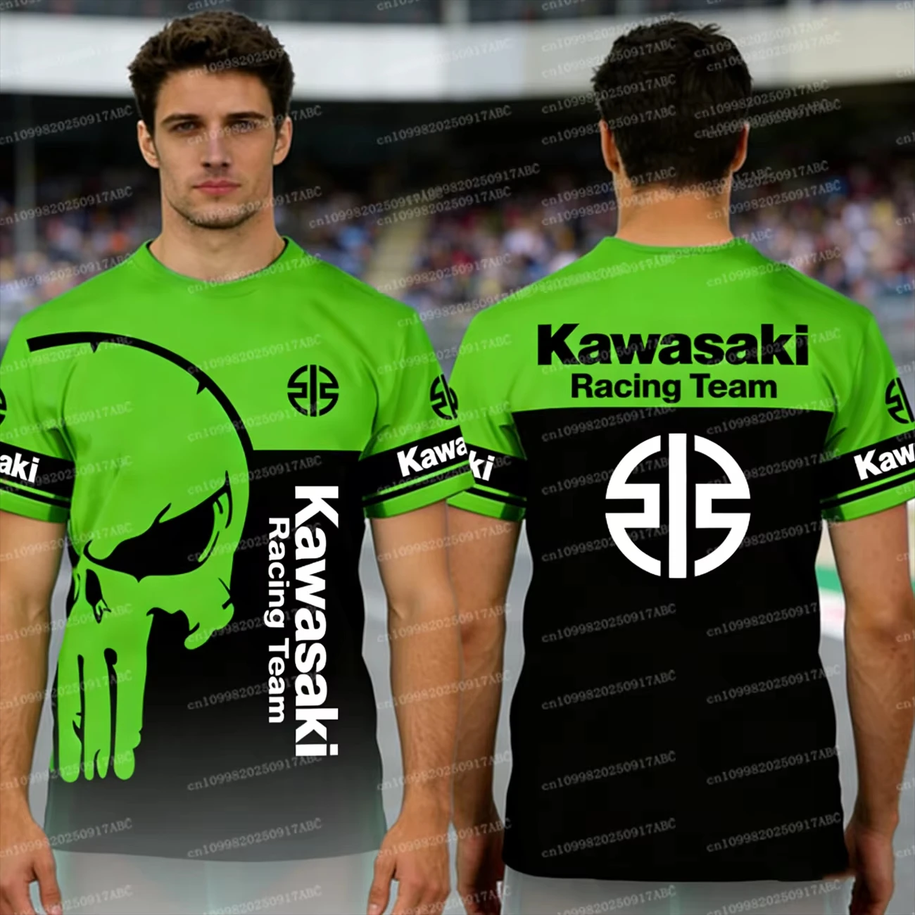 

（Kawasaki ）Summer Men Tshirt Y2K Motorcycle Kawasaki Tshirt Logo 3D Printed Casual T-shirt Women's Children's Street Large Top