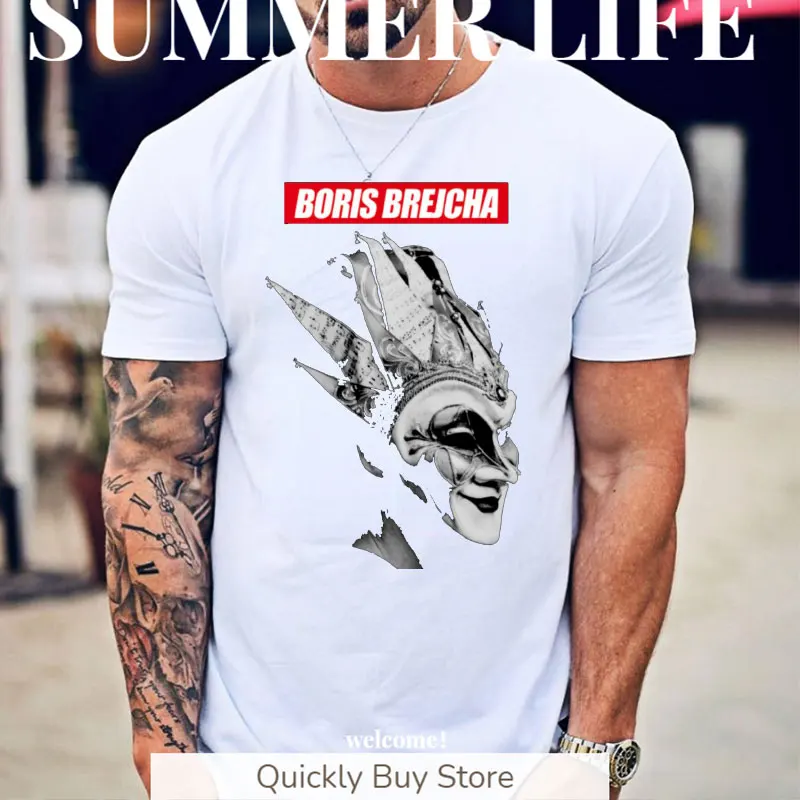 New BORIS BREJCHA MASK Cotton T SHIRT Boris Brejcha Mask T-shirt Men Short Sleeve Cotton T-shirt Fashion T-shirt Tops Clothing